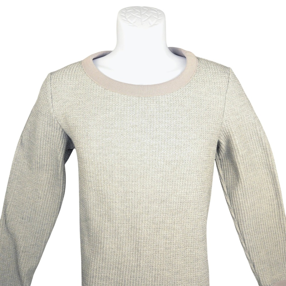 Bean Signature Womens Gray Waffle Knit Long Sleeve Crewneck Top Size M‎